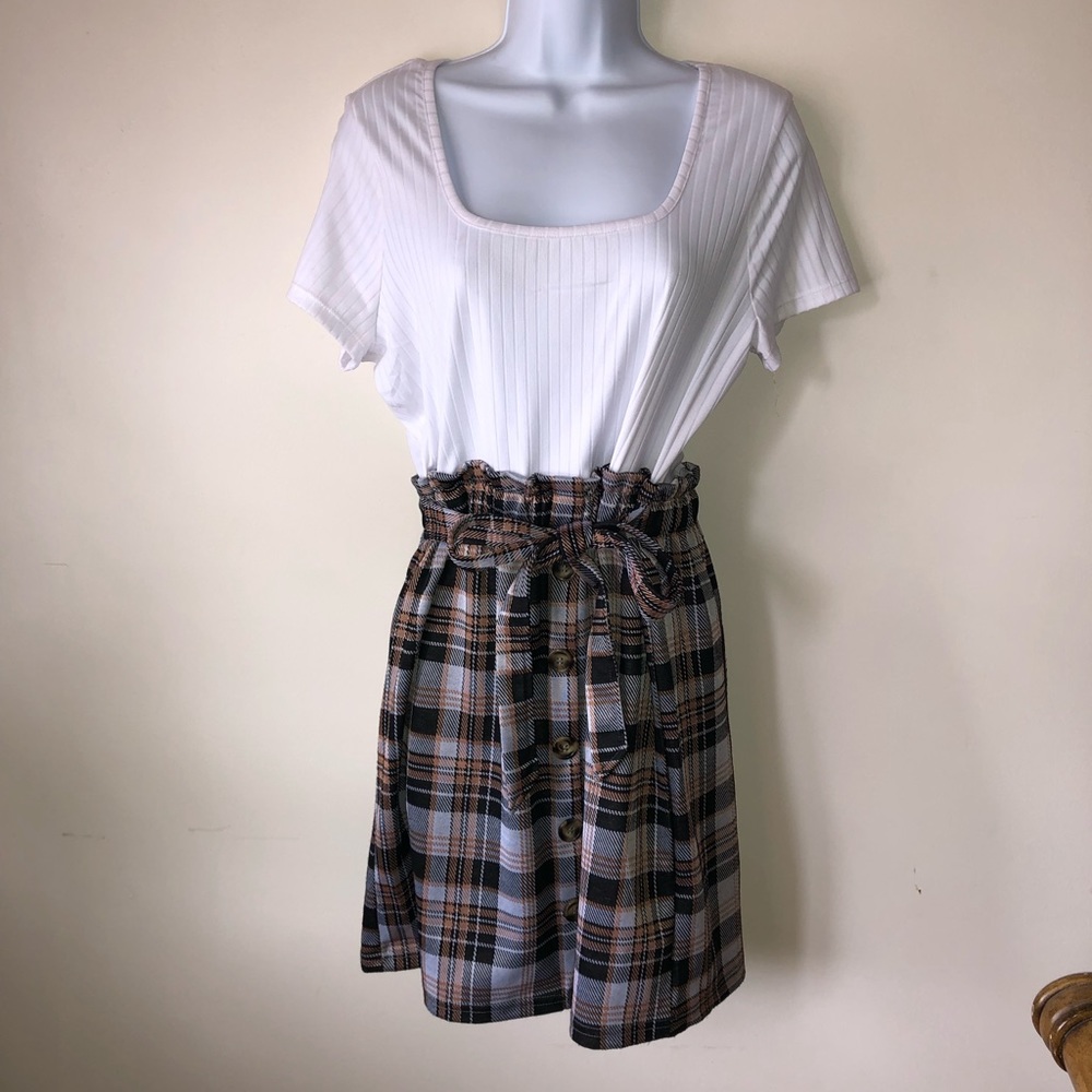 White & Plaid Dress